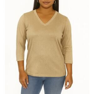 Petite Dimensions Vintage Gold Metallic Wool Blend Sweater Petite Medium Holiday